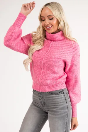 Bubblegum Turtleneck Bubble Sleeve Sweater