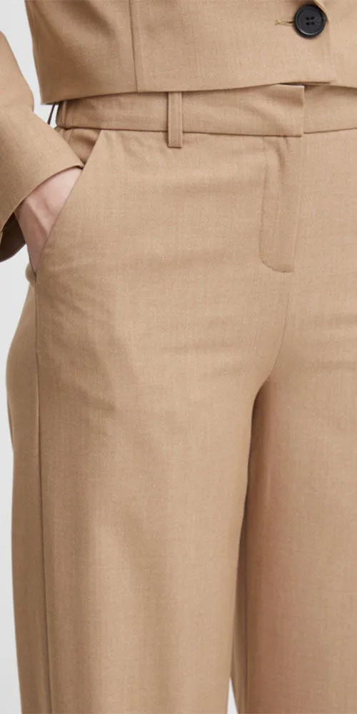 B.Young Wide Leg Trousers, heathered camel