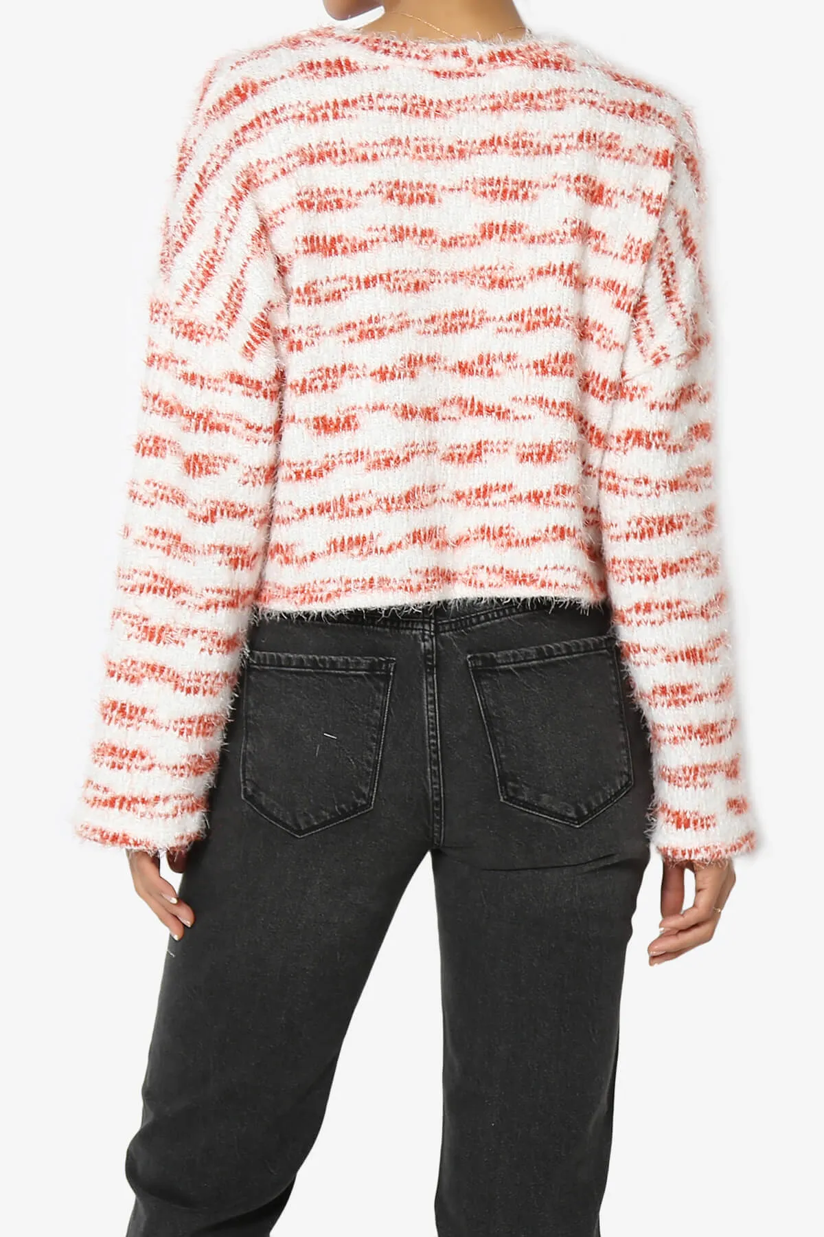 Carrine Fuzzy Stripe Crop Sweater