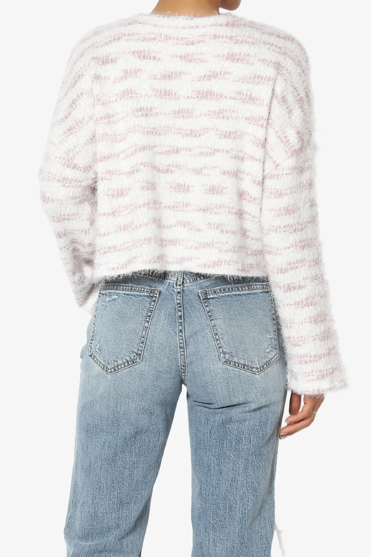 Carrine Fuzzy Stripe Crop Sweater