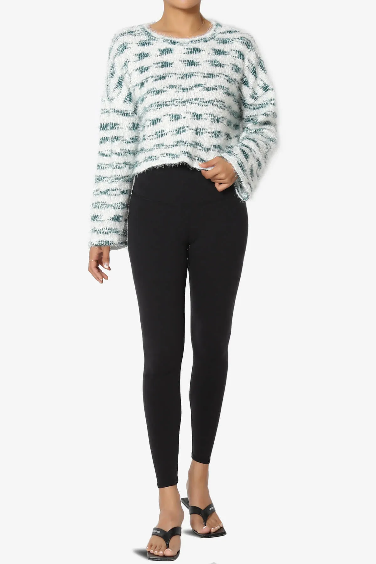 Carrine Fuzzy Stripe Crop Sweater