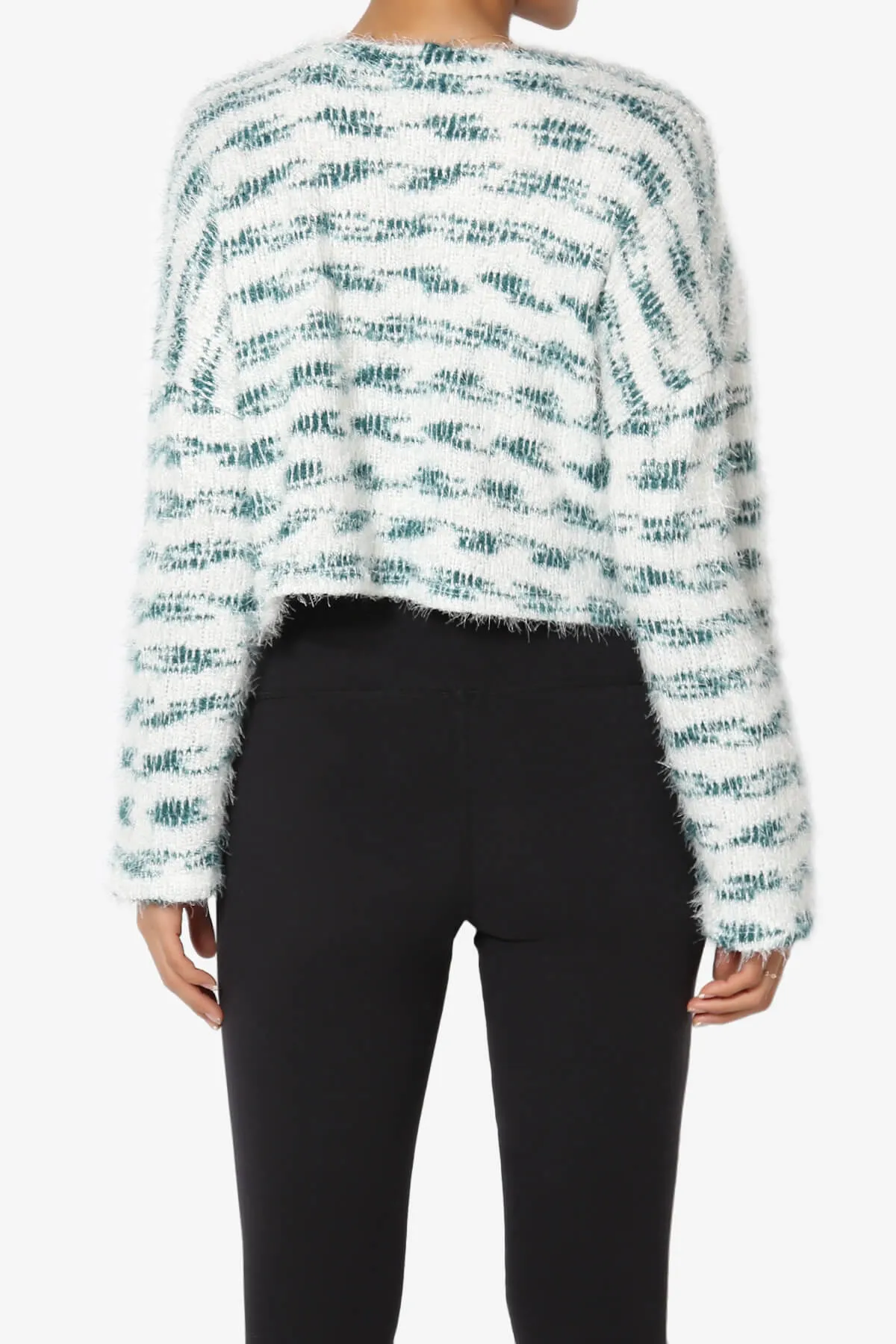 Carrine Fuzzy Stripe Crop Sweater