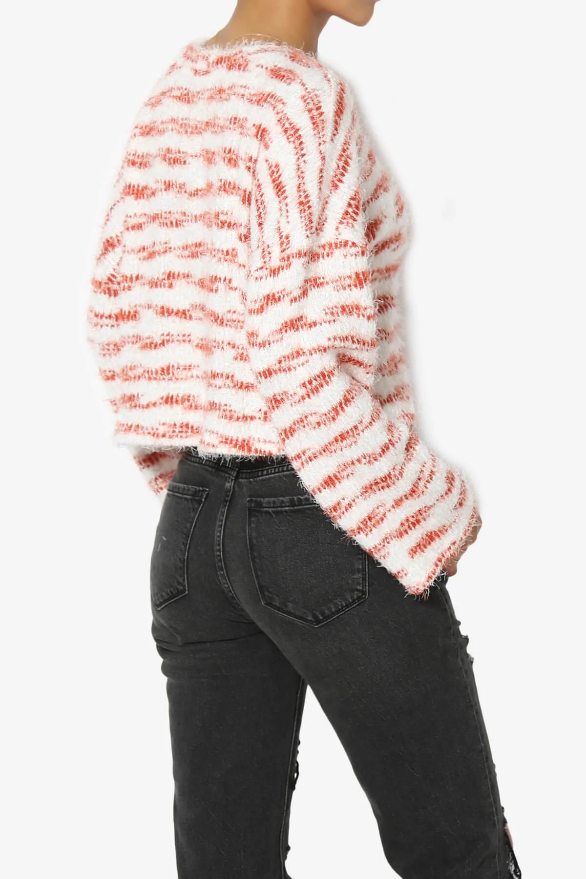 Carrine Fuzzy Stripe Crop Sweater