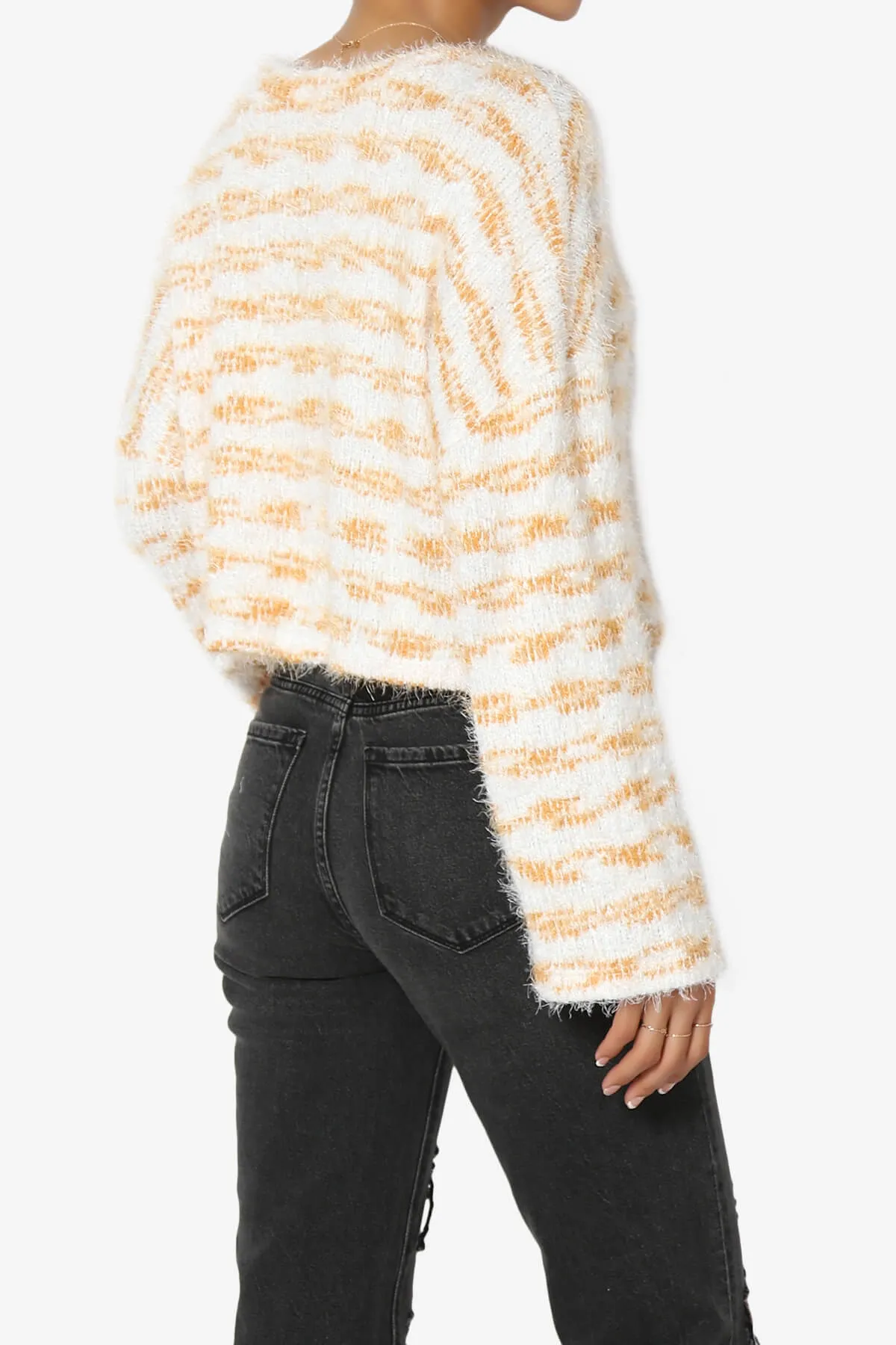 Carrine Fuzzy Stripe Crop Sweater