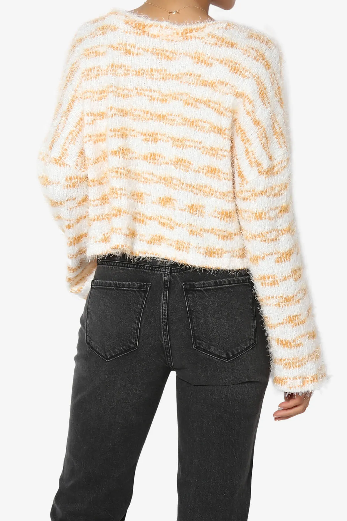 Carrine Fuzzy Stripe Crop Sweater