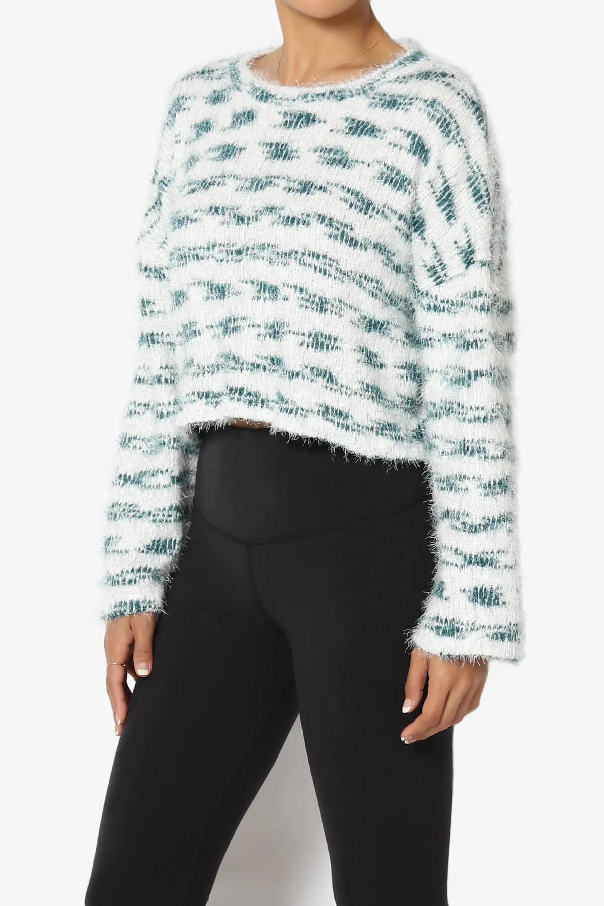 Carrine Fuzzy Stripe Crop Sweater