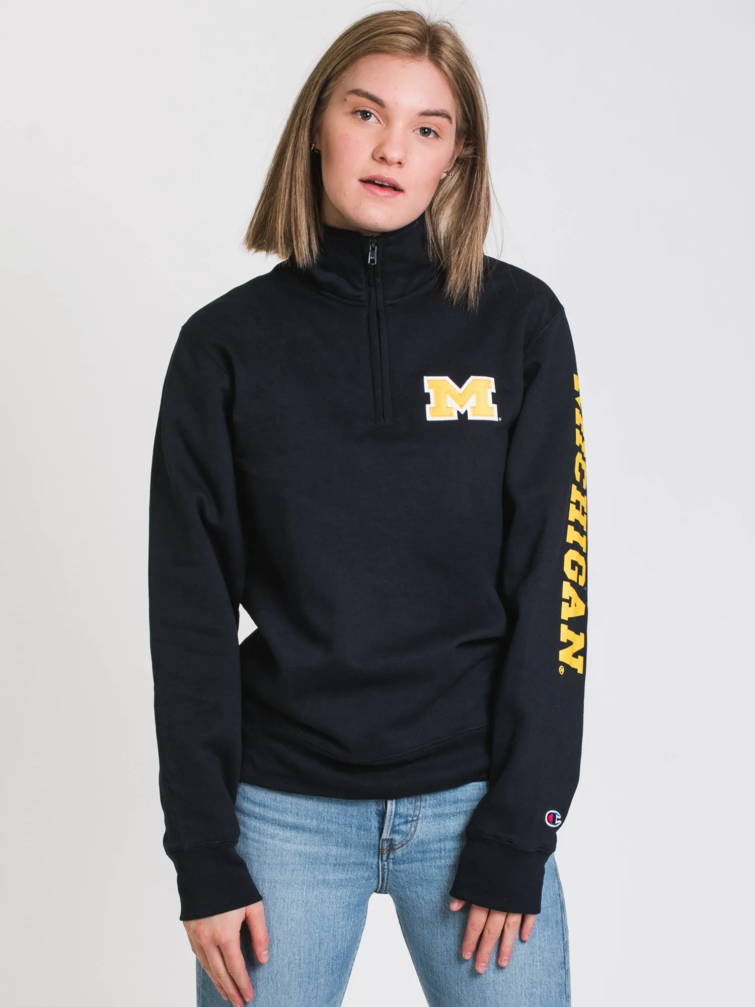 CHAMPION 1/4 ZIP MICHIGAN UNIVERSITY SWEATER - CLEARANCE