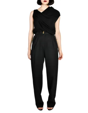 Chanel Vintage Black Wool High Waist Trouser Pants