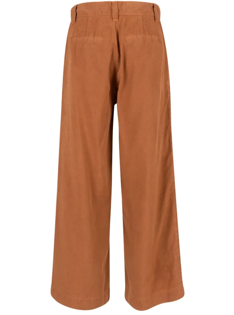 Charlotte Crop Wide Leg Trousers - Chestnut