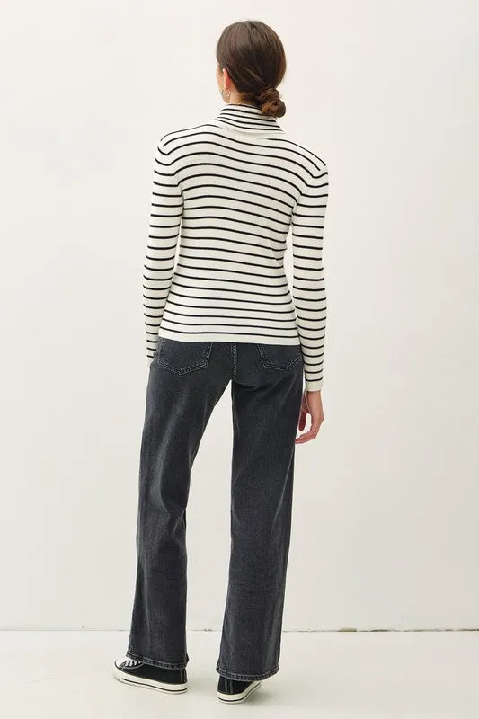 Classic Cut Striped Turtleneck