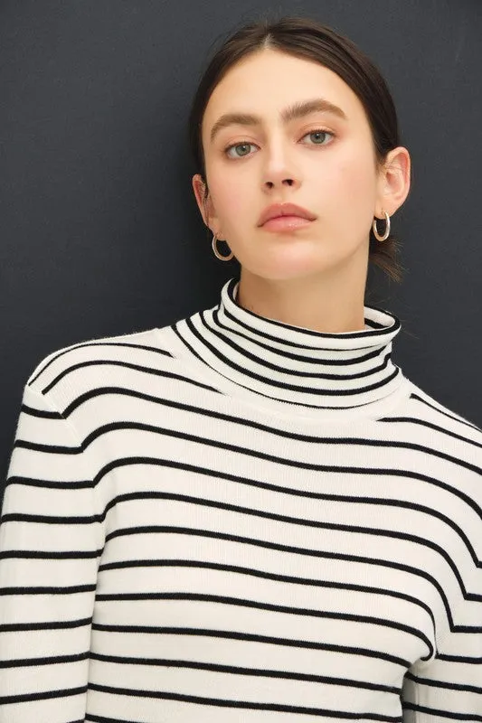 Classic Cut Striped Turtleneck