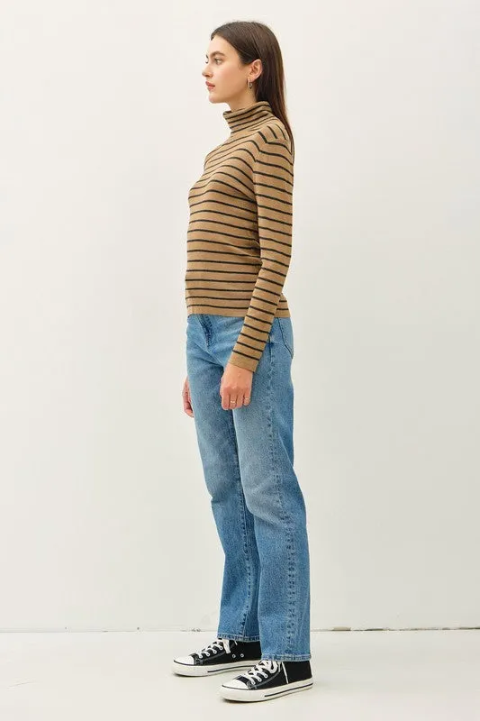 Classic Cut Striped Turtleneck