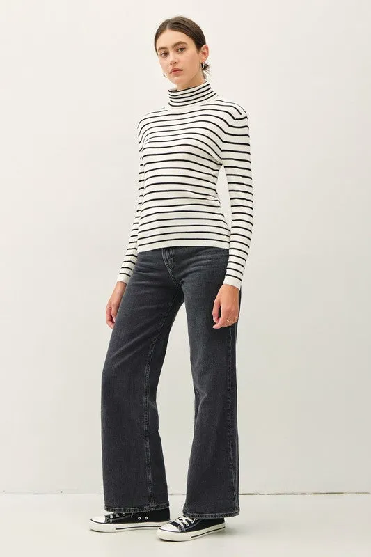 Classic Cut Striped Turtleneck