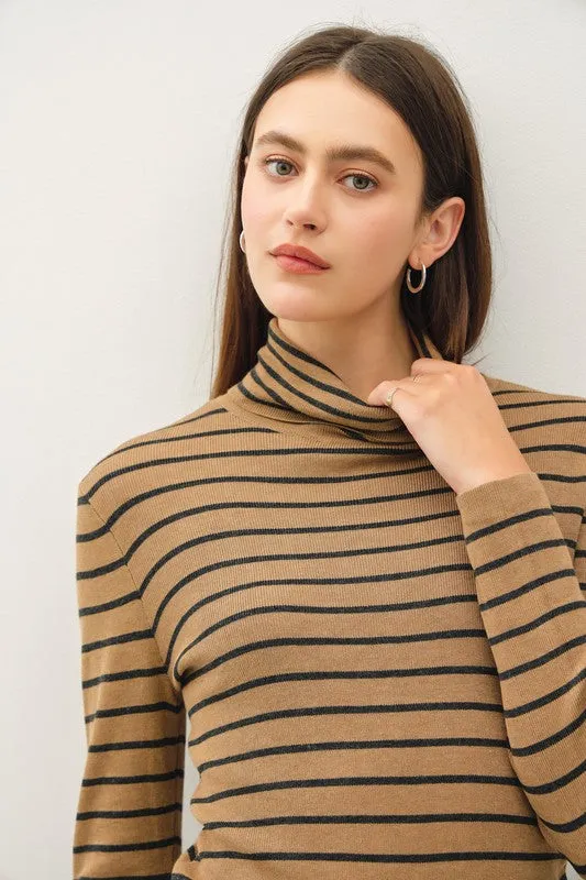 Classic Cut Striped Turtleneck