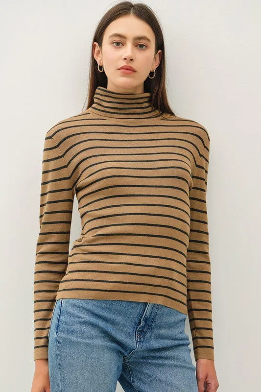 Classic Cut Striped Turtleneck