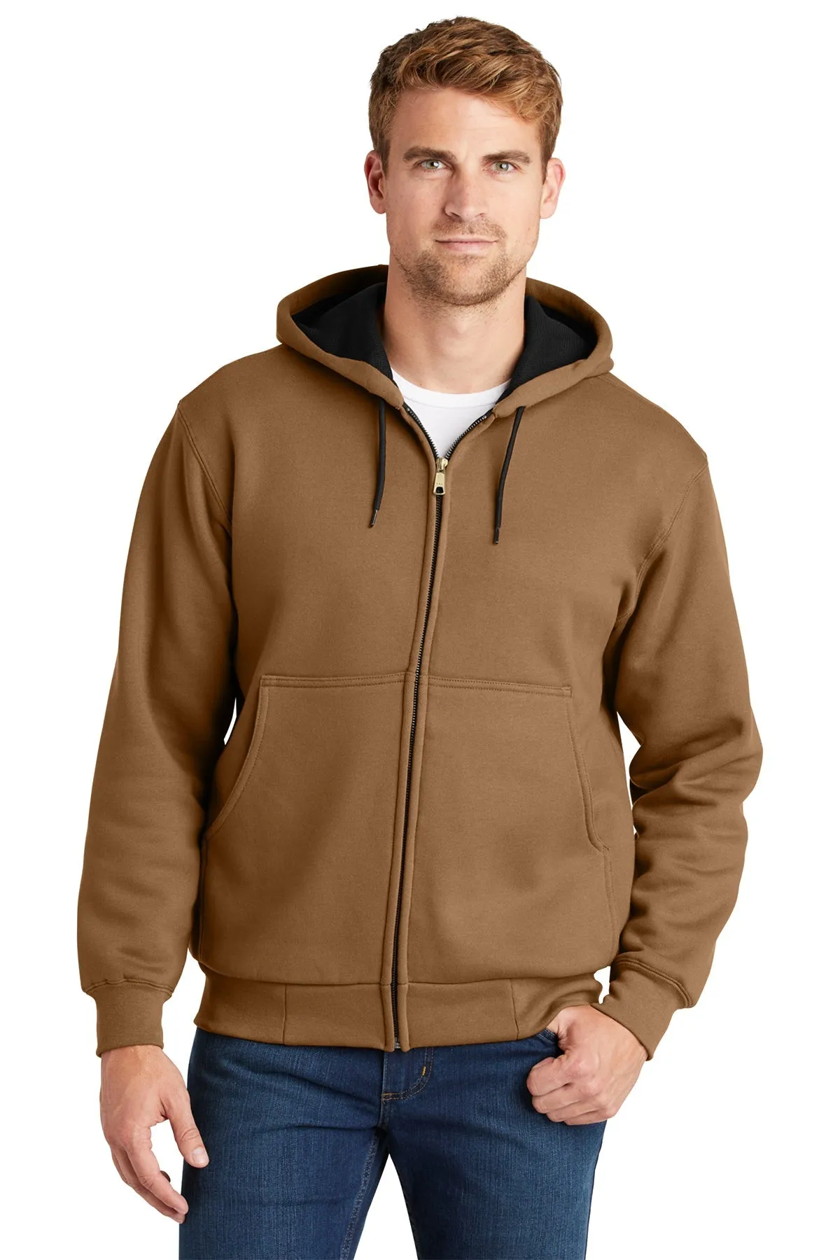 CornerStone Full-Zip Hoodie Thermal Lining, Duck Brown