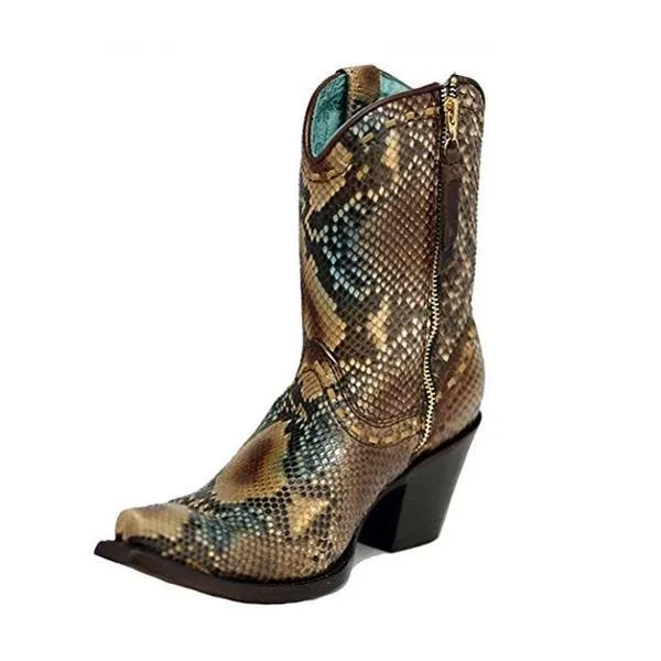 Corral Women's Python Snip Toe Short Boots - C2798