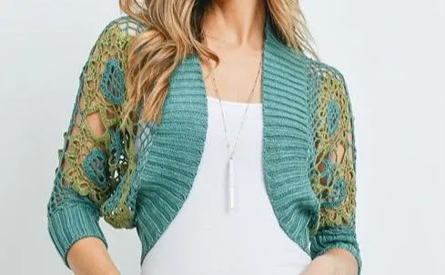 Cotton Bolero 3/4 Sleeve Sweater Cardigan Women