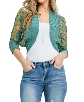 Cotton Bolero 3/4 Sleeve Sweater Cardigan Women