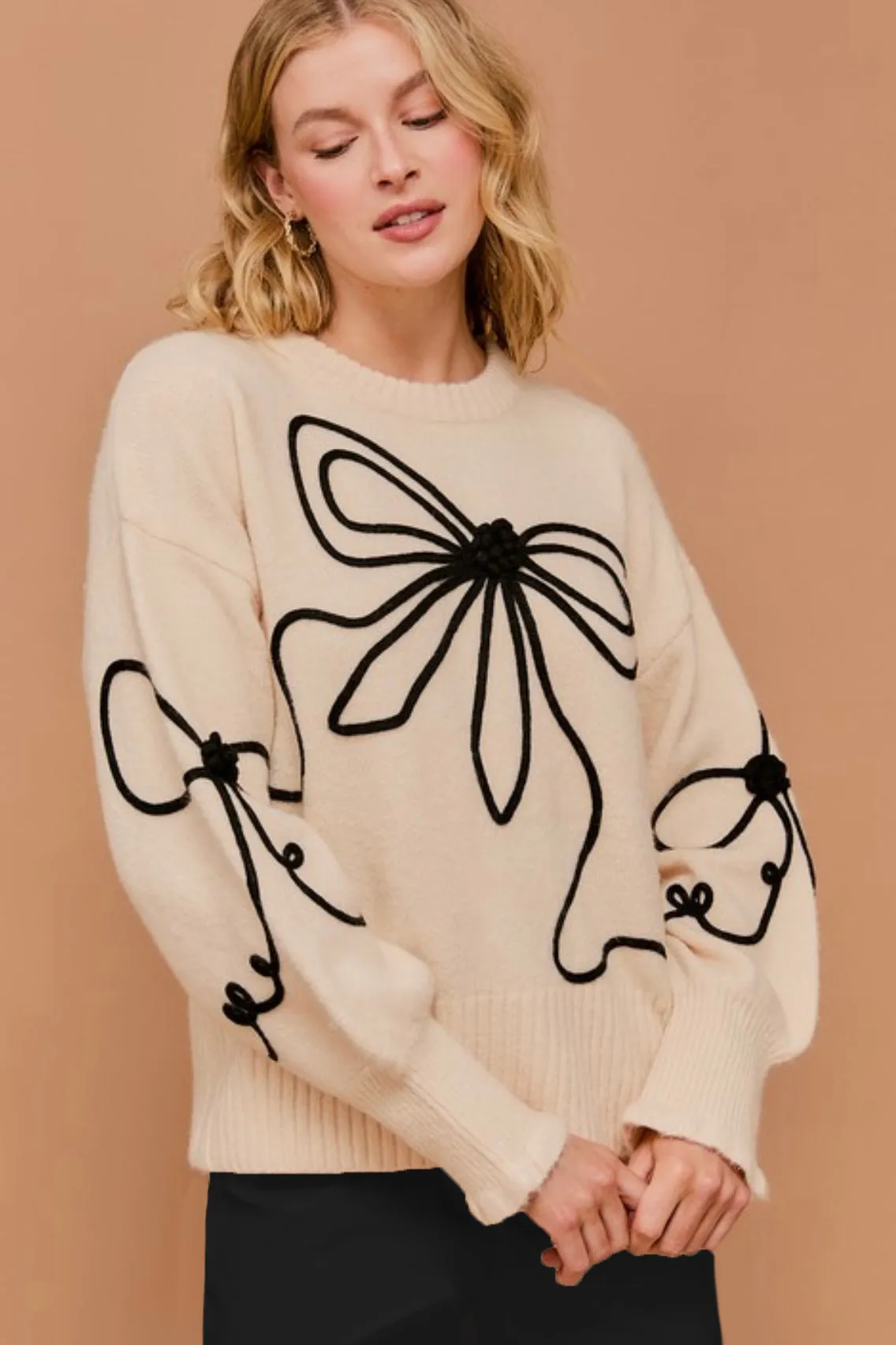 Cream Bow Sweater