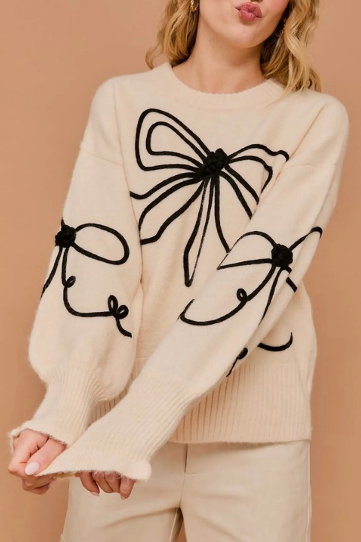 Cream Bow Sweater