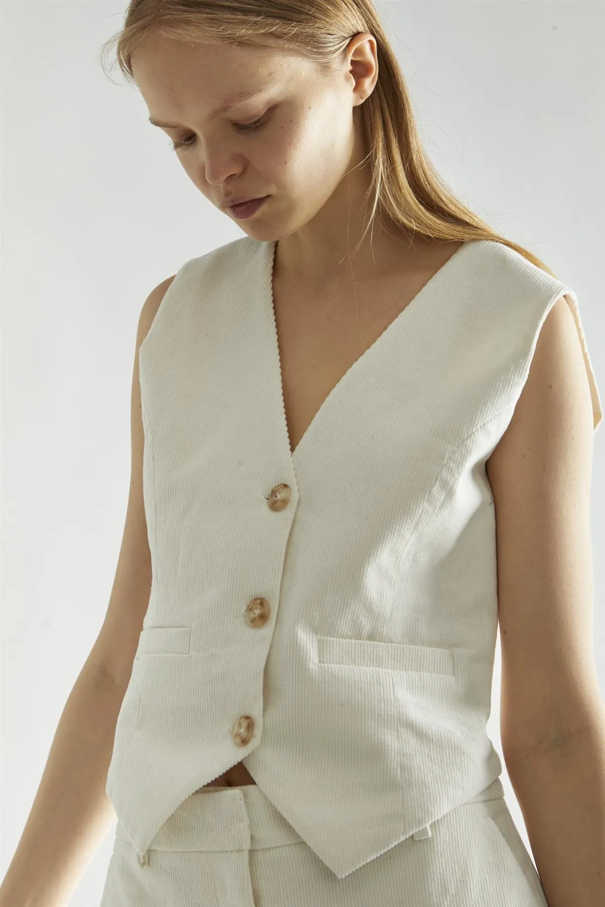 Cream-Corduroy Classic-Waistcoat