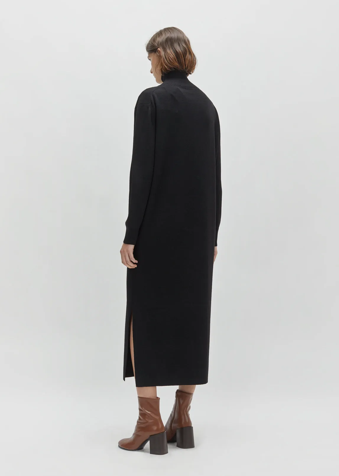 Crepe Wool Slit Dress