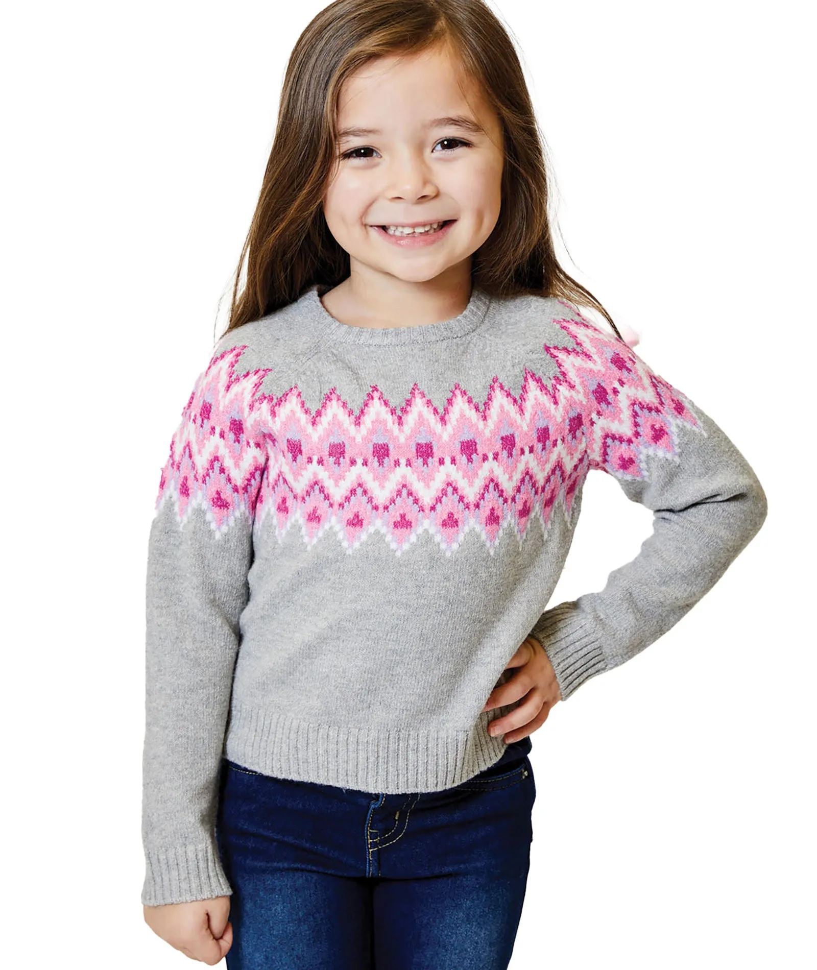 Design History Girls Little Heather Fair Isle Sweater