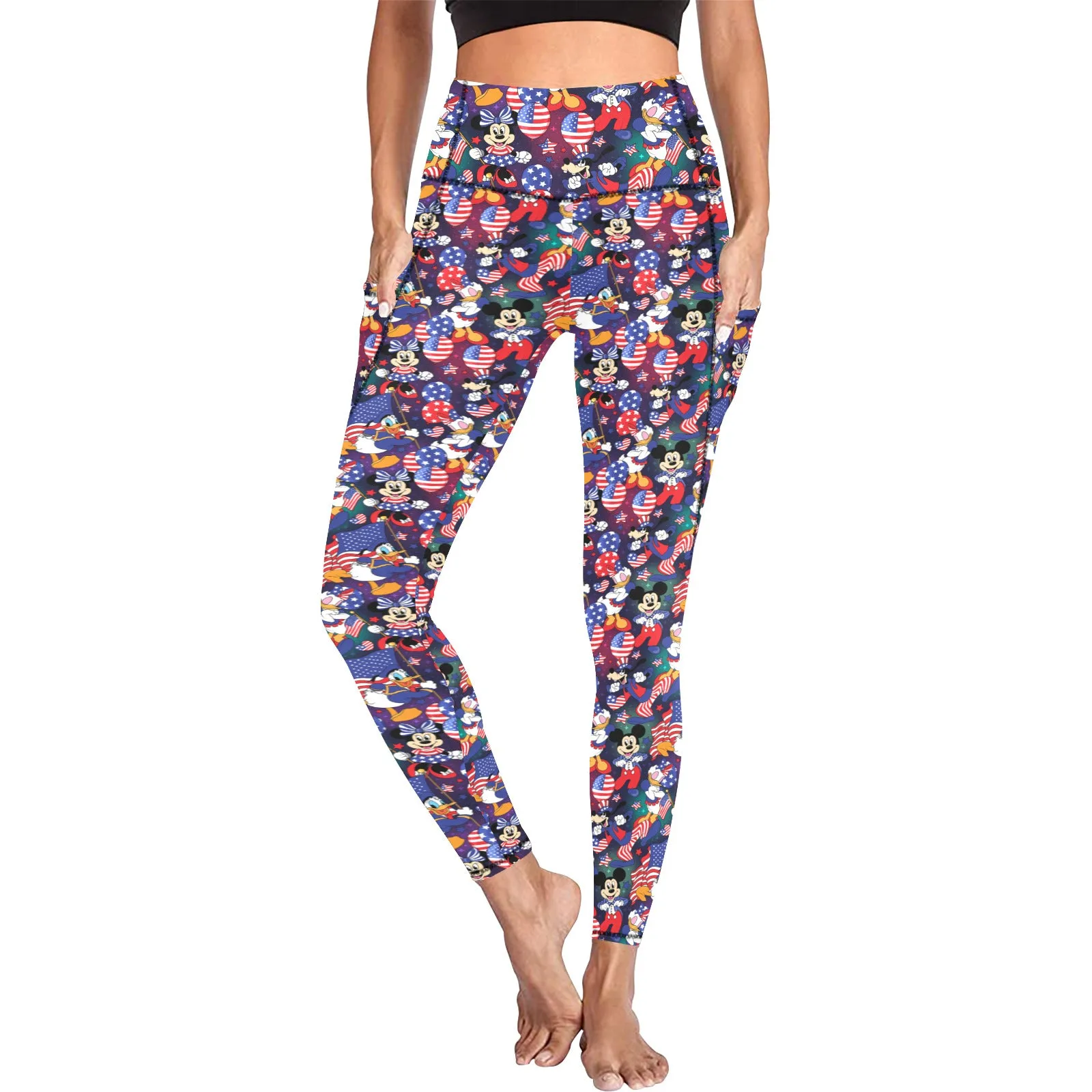 Disney America Women's Athletic Leggings Wth Pockets