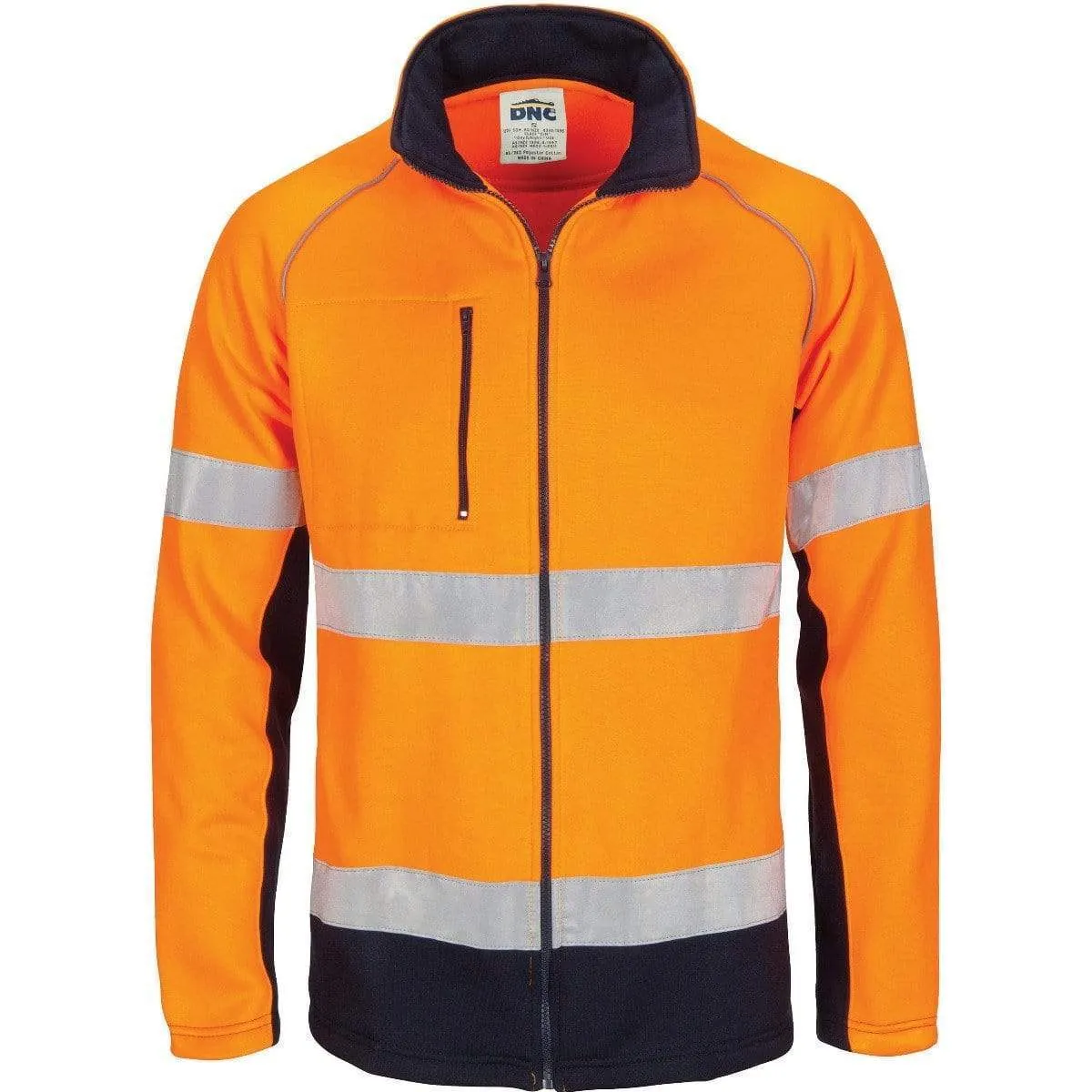 Dnc Workwear Hi-vis 2 Tone Full Zip Fleecy Sweatshirt Csr R/tape - 3726