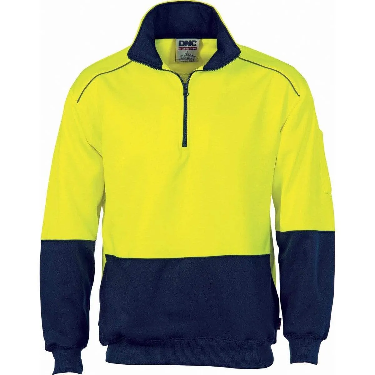 Dnc Workwear Hi-vis Two-tone 1/2 Zip Reflective Piping Sweatshirt - 3928