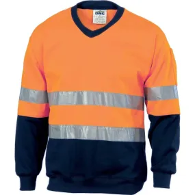 Dnc Workwear Hi-vis Two-tone V-neck Sweatshirt (Sloppy Joe) With Generic R/tape - 3921