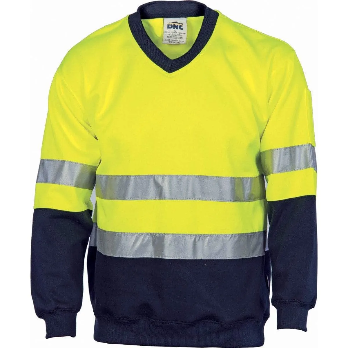 Dnc Workwear Hi-vis Two-tone V-neck Sweatshirt (Sloppy Joe) With Generic R/tape - 3921