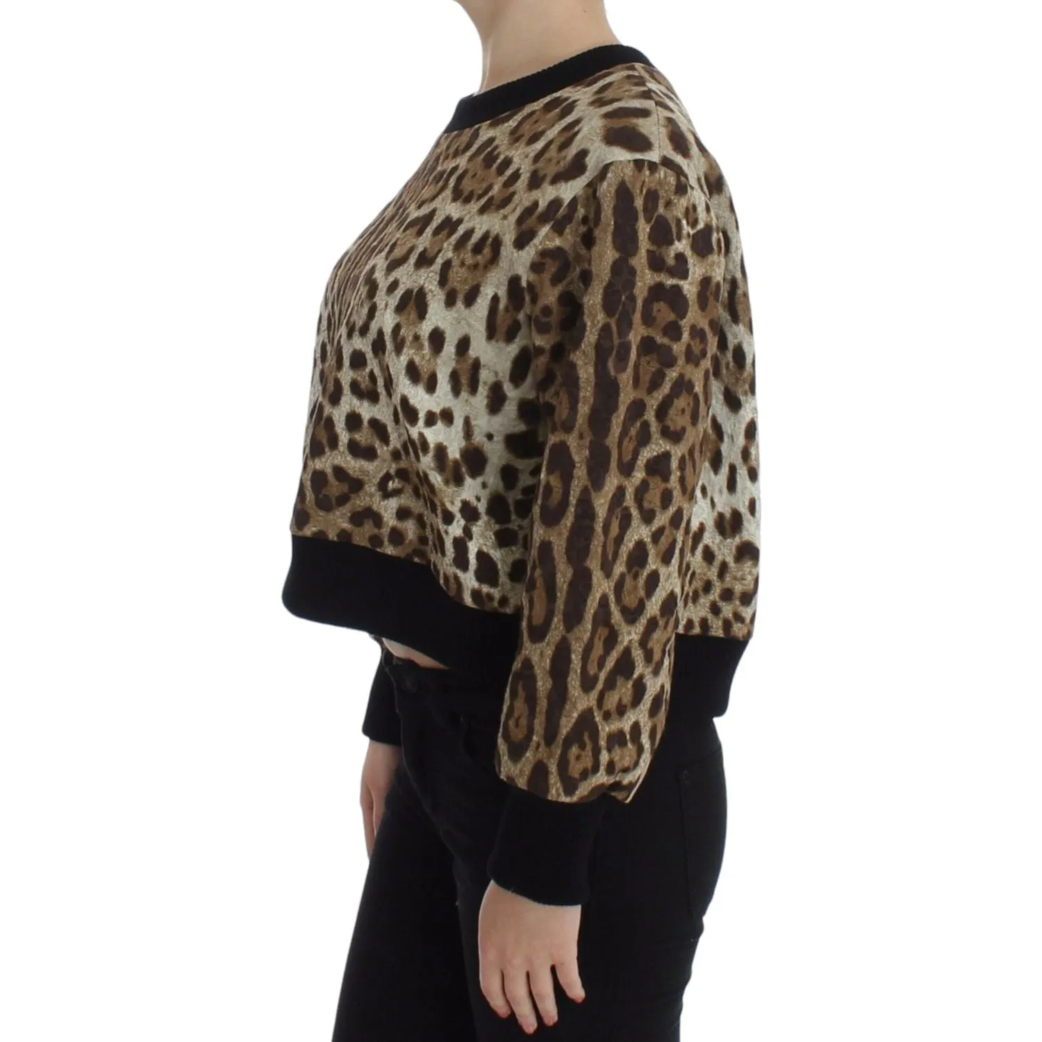 Dolce & Gabbana Elegant Leopard Print Short Sweater Top