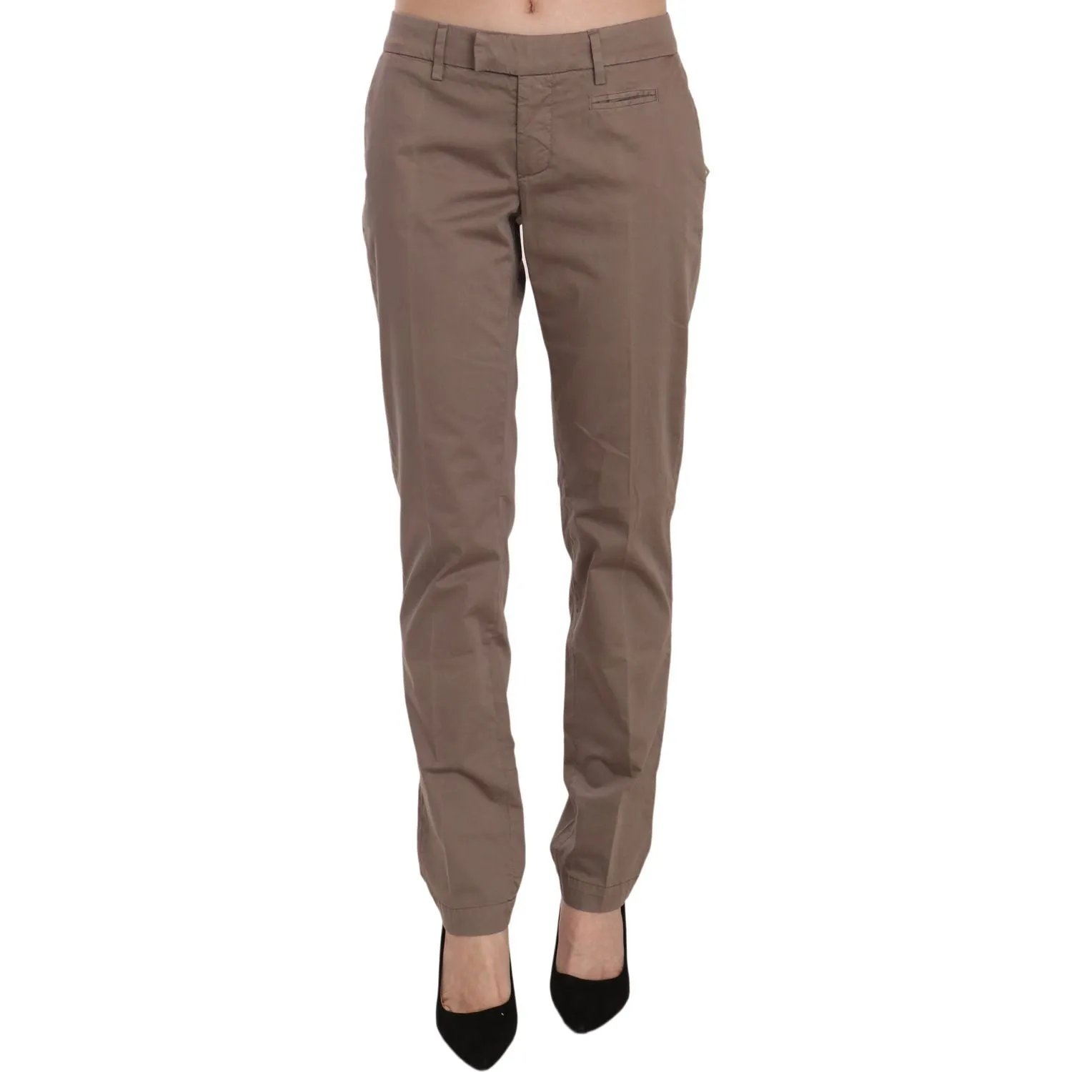 Dondup Chic Brown Straight Cut Trousers