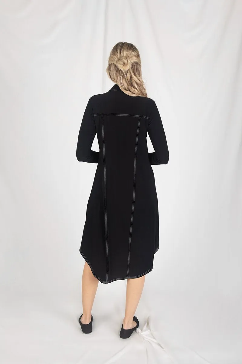 Echo Stitch Shirt Dress | Black