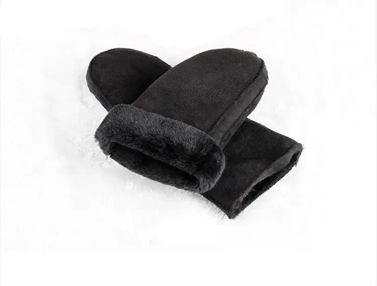 eleagnt - faux suede winter gloves with fur lining