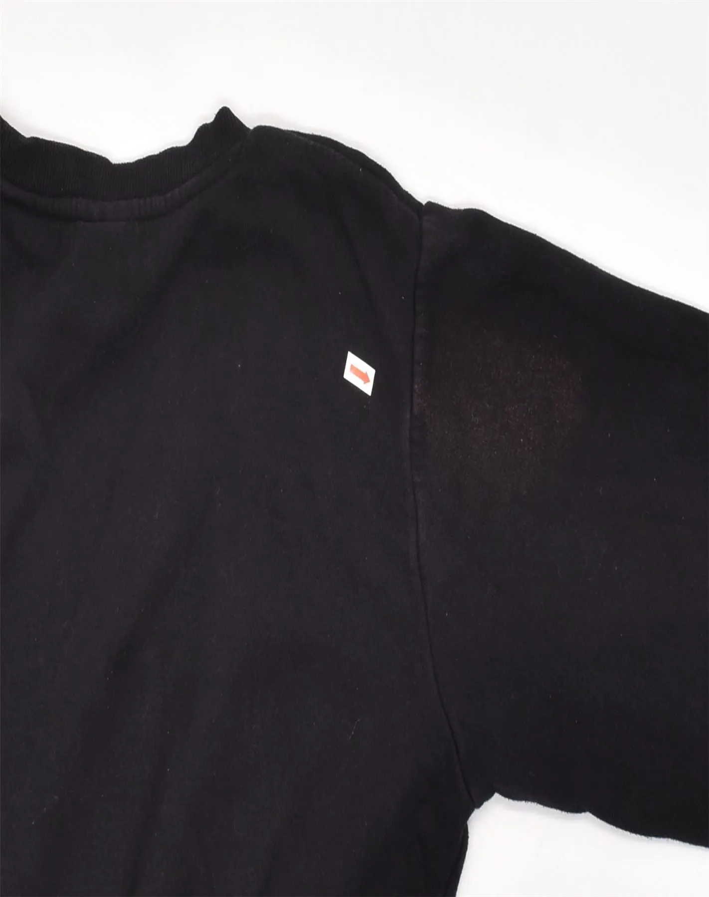 ELLESSE Womens Oversized Crop Sweatshirt Jumper UK 12 Medium Black Cotton