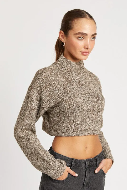 Emory Park Contemporary CONTRASTED TURTLE NECK CROP TOP