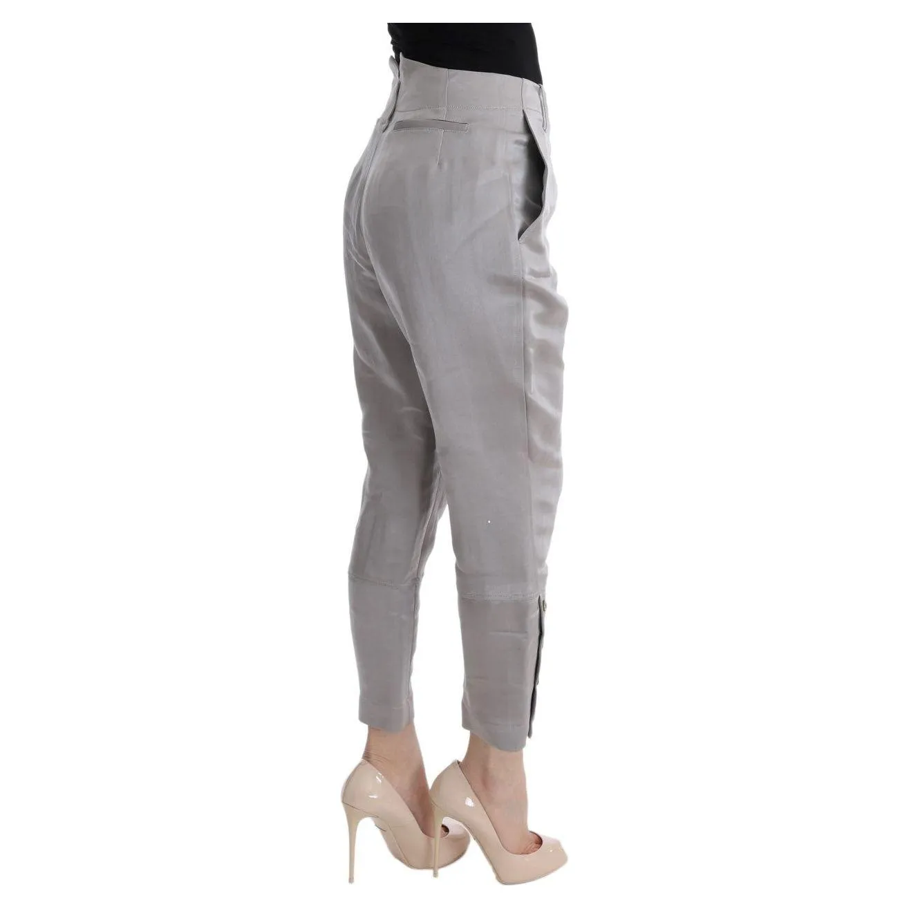 Ermanno Scervino Chic Gray Cropped Silk Pants