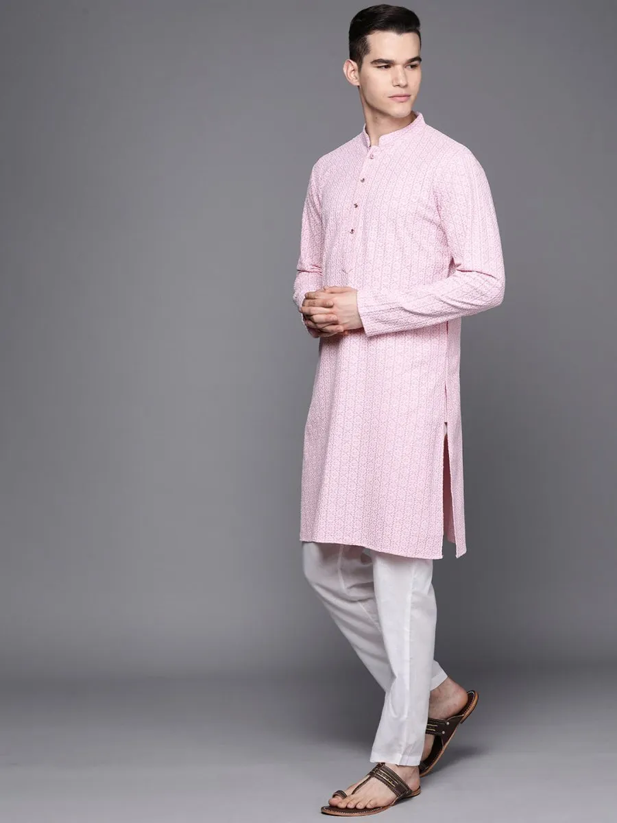 Ethnic Motifs Embroidered Chikankari Pure Cotton Kurta with Trousers