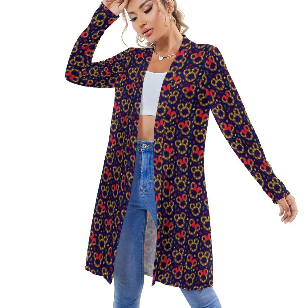 Fall Leaves Women's Mid-Length Cardigan