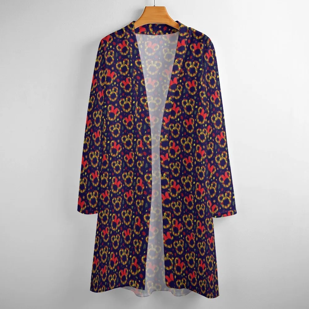 Fall Leaves Women's Mid-Length Cardigan