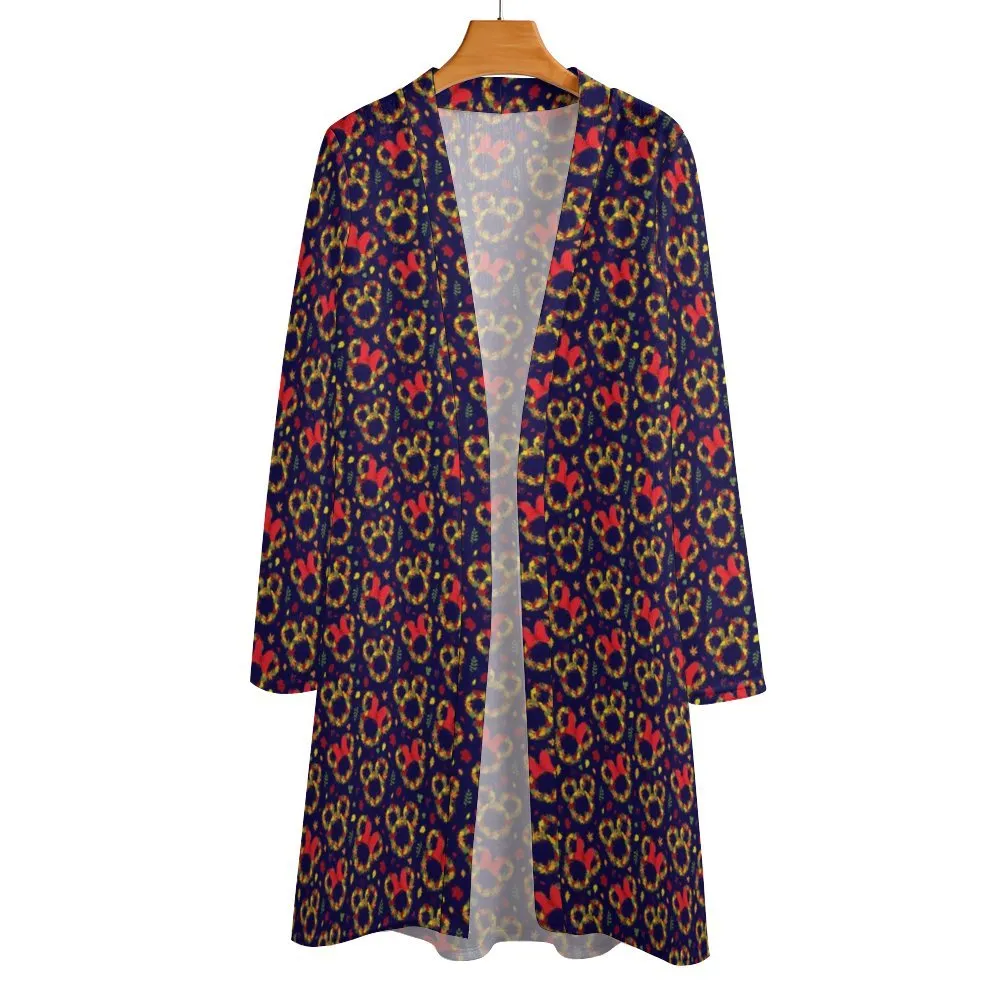 Fall Leaves Women's Mid-Length Cardigan