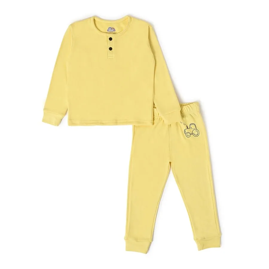 Farm Friends Yellow Knitted Thermal Top & Pajama Set