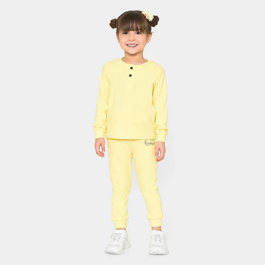 Farm Friends Yellow Knitted Thermal Top & Pajama Set