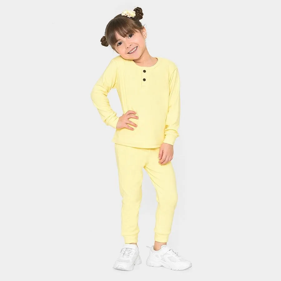 Farm Friends Yellow Knitted Thermal Top & Pajama Set