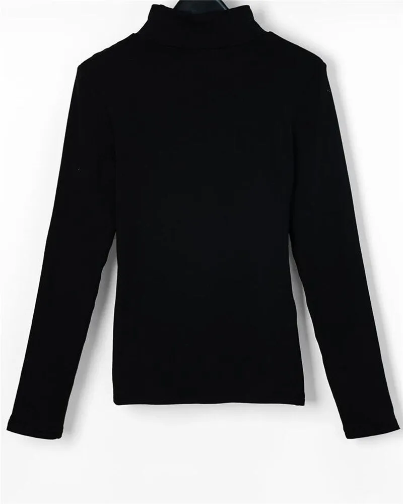 Fashionkova  Women Sexy Hollow Out Slim Fit Long Sleeve Casual Round Neck Shirt Solid Black Tops Blouse