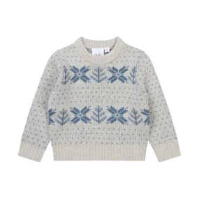 Fin Sweater Fair Isle Snowflake Wool Sweater