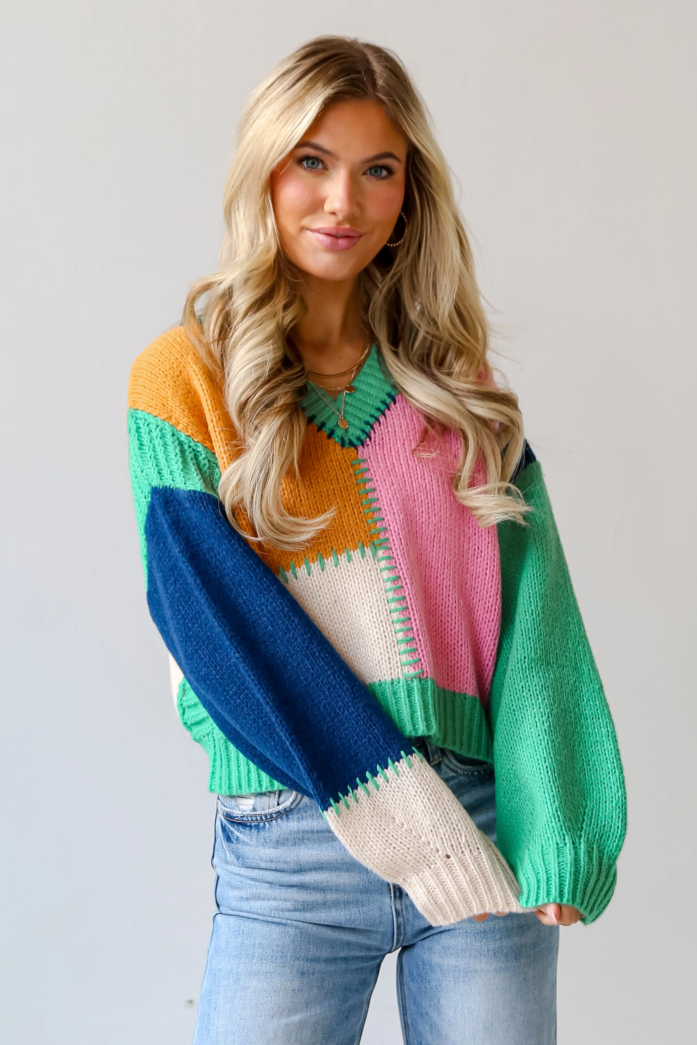 FINAL SALE - Cherished Coziness Color Block Sweater